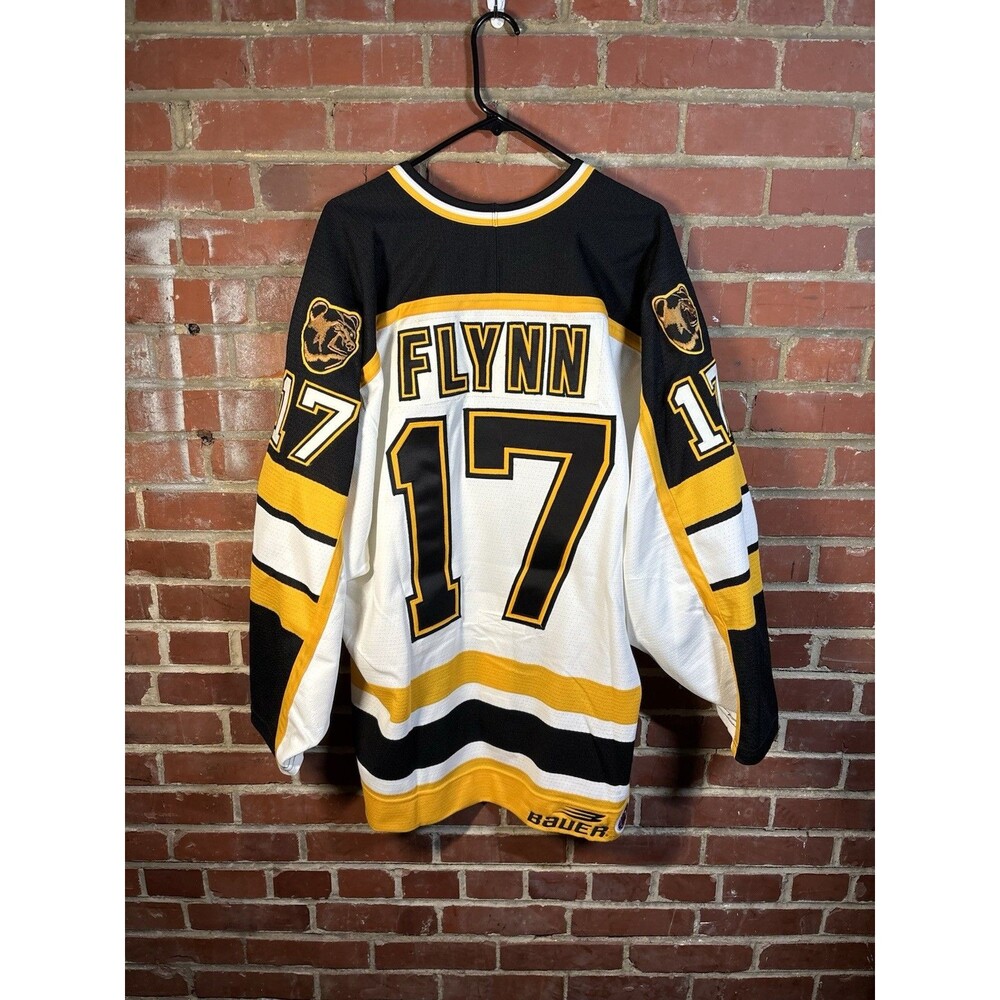 Vintage 90s Providence Bruins Jersey Flynn 17 Authentic AHL Hockey Bauer Sz 52